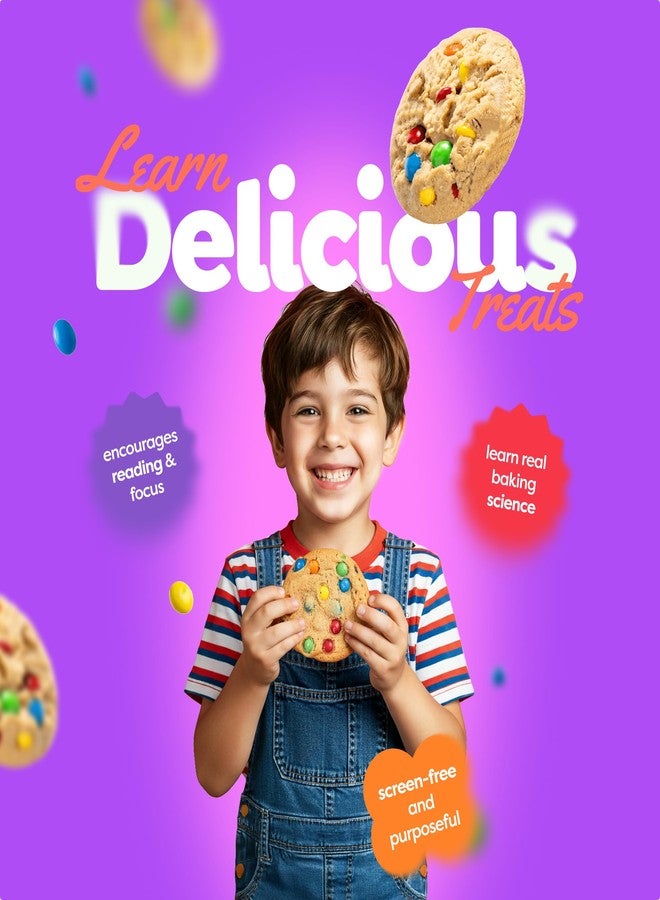 BAKETIVITY Kids Baking DIY Activity Kit - Bake Delicious Yum&m Jumbo Cookies- Real Fun Little Junior Chef Essential Kitchen Lessons, Includes Pre-Measured Ingredients and Easy to Follow Recipe. - Image 3